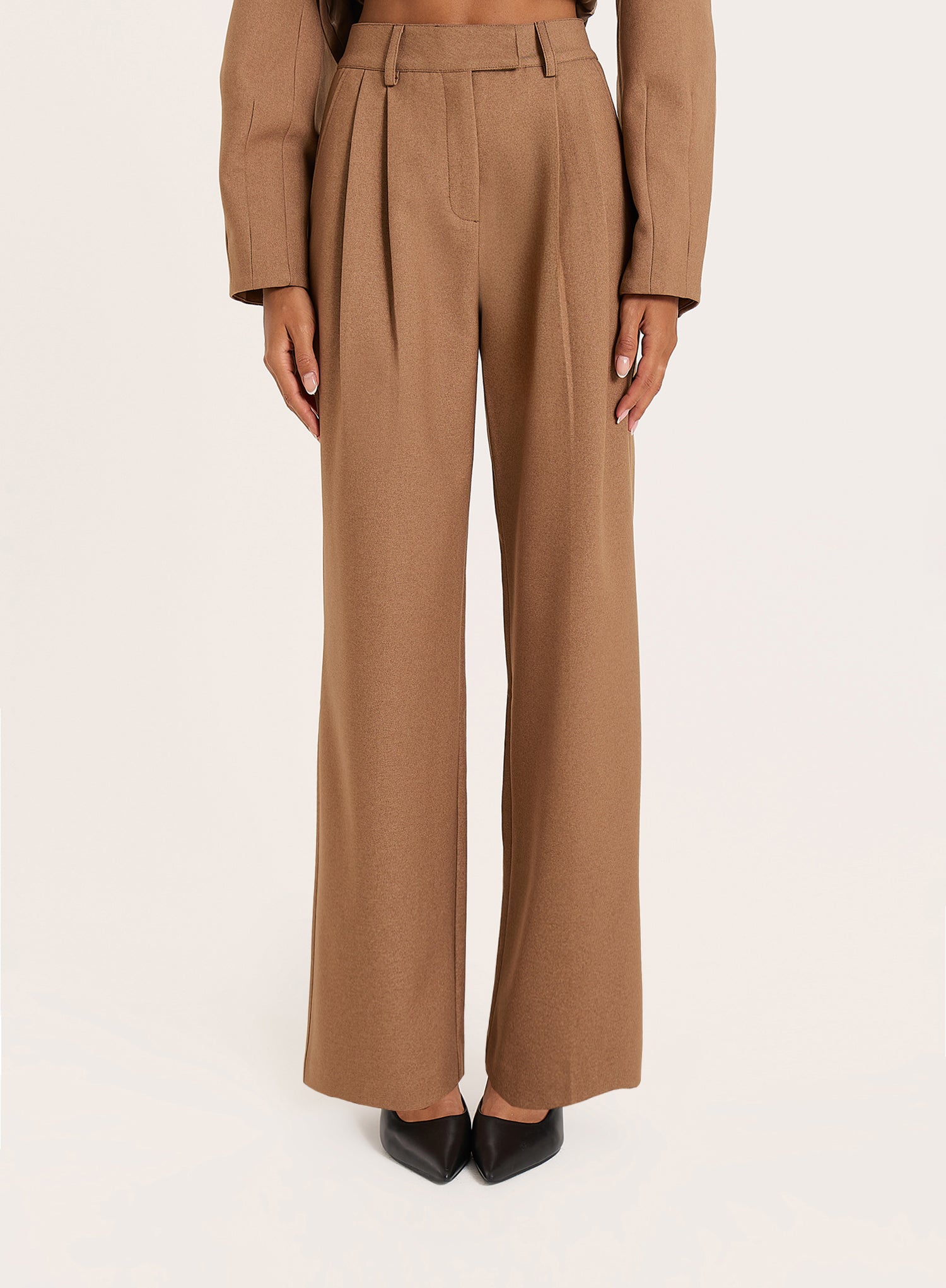 Taupe Tailored Straight Leg Trousers